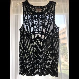 Sheer Black Top LAUNDRY by Shelli Segal Medium in excellent condition